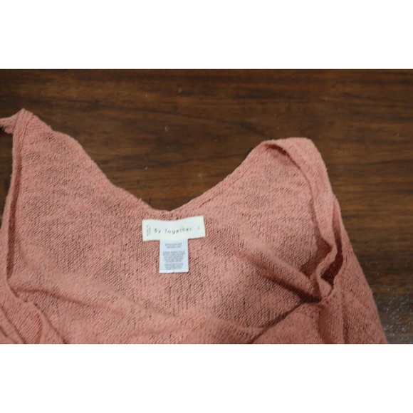 By Together Shirt Women Small Sleeveless Crop Top Peach Open Knit Sweater Boho - Picture 4 of 13